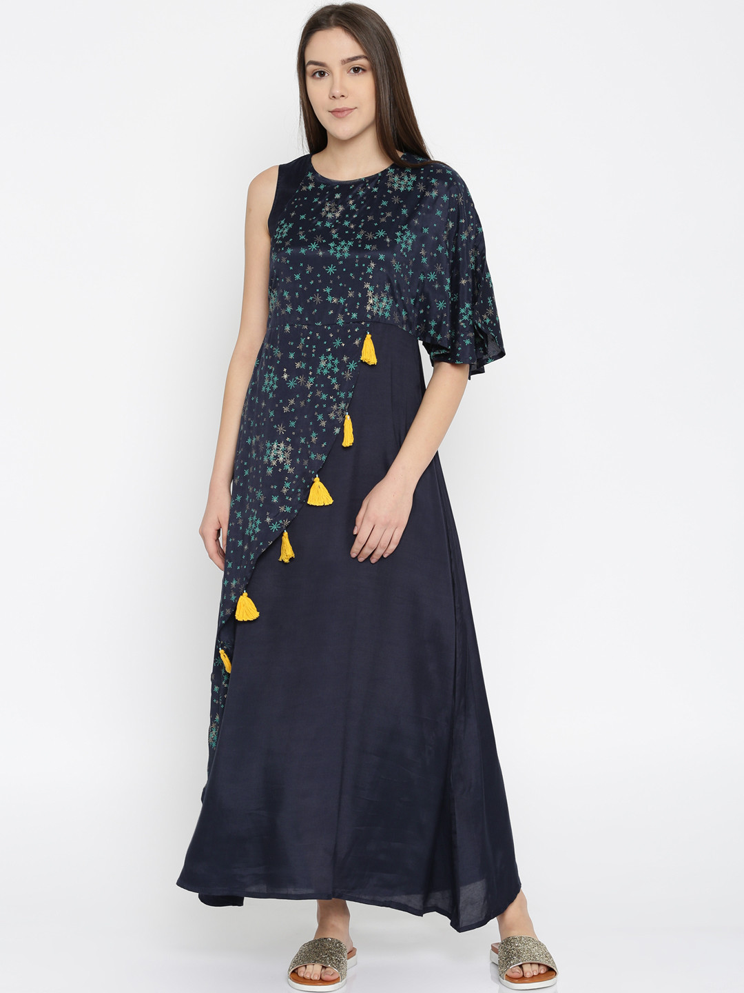 one shoulder satin midi dress