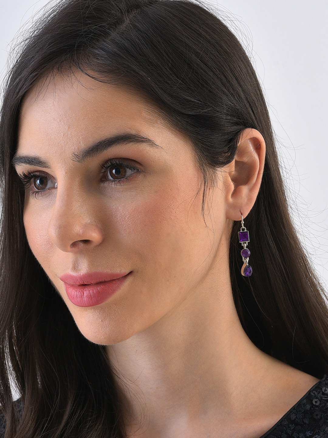 SOHI Purple Contemporary Ear Cuff Earrings