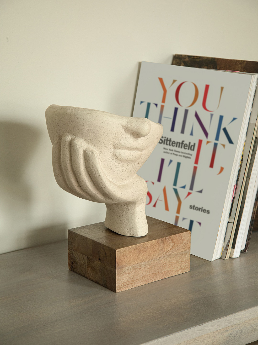 ellementry Restive Face Ecomix Off White Ecomix Natural Living Room Medium Showpiece - 12.6 Inches