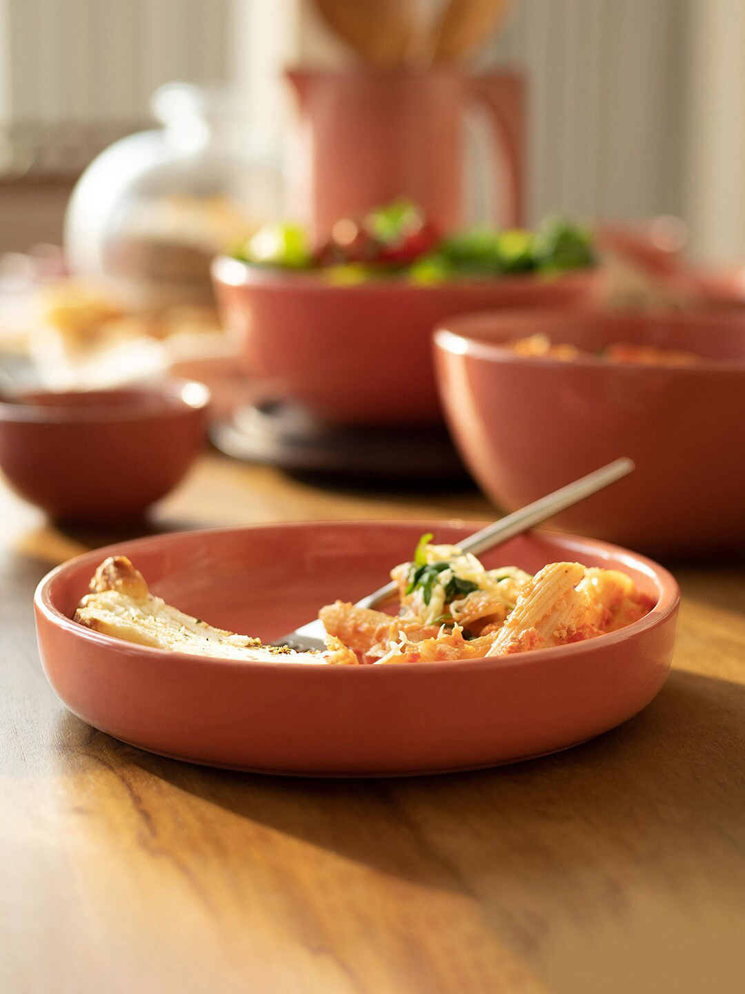 ellementry Peach Rustic Reef Ceramic Pasta Bowl