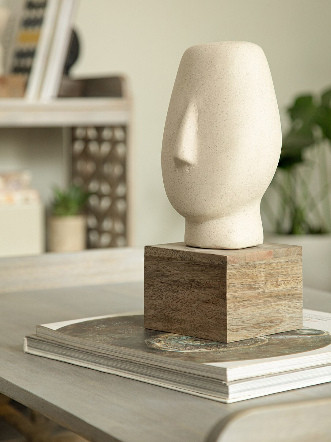 ellementry Firm Face Ecomix Off White Ecomix Natural Living Room Medium Showpiece - 15 Inches