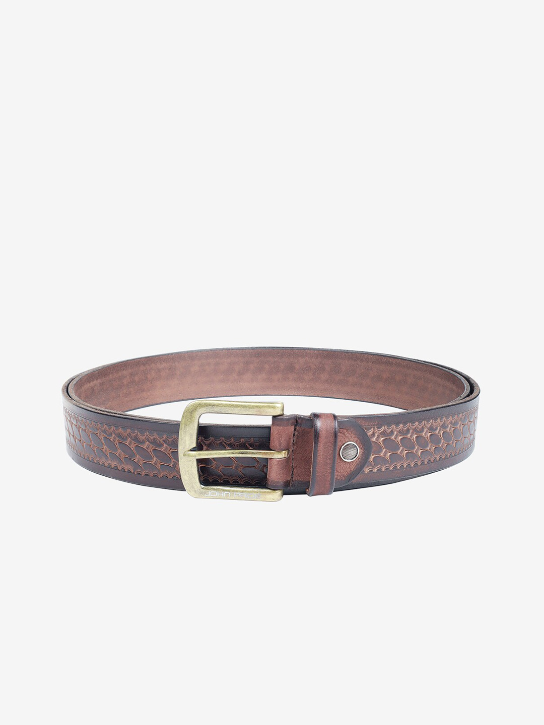 John Pride Men Plus Size Brown Textured Leather Belt