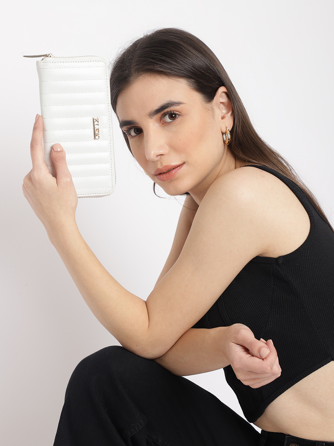 KLEIO Quilted PU Leather Zip Around Wallet