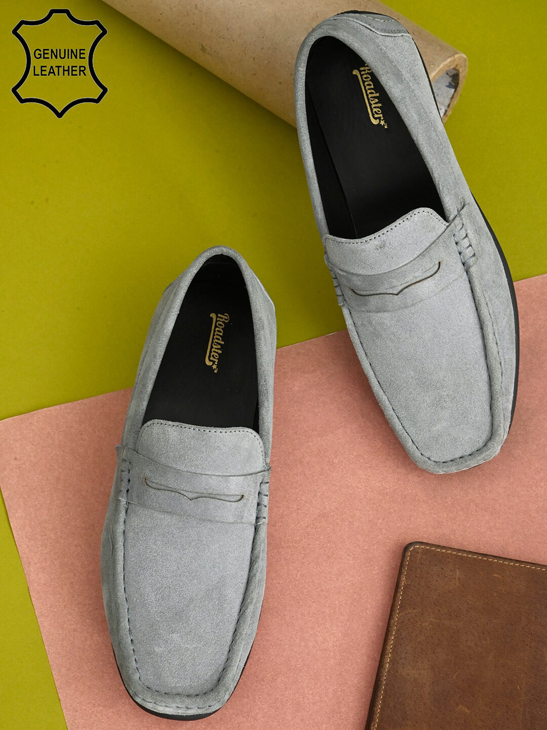 Roadster Men Grey Suede Loafers