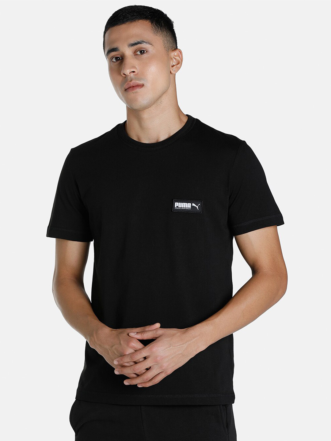 Puma Men Black Fusion Solid T-shirt