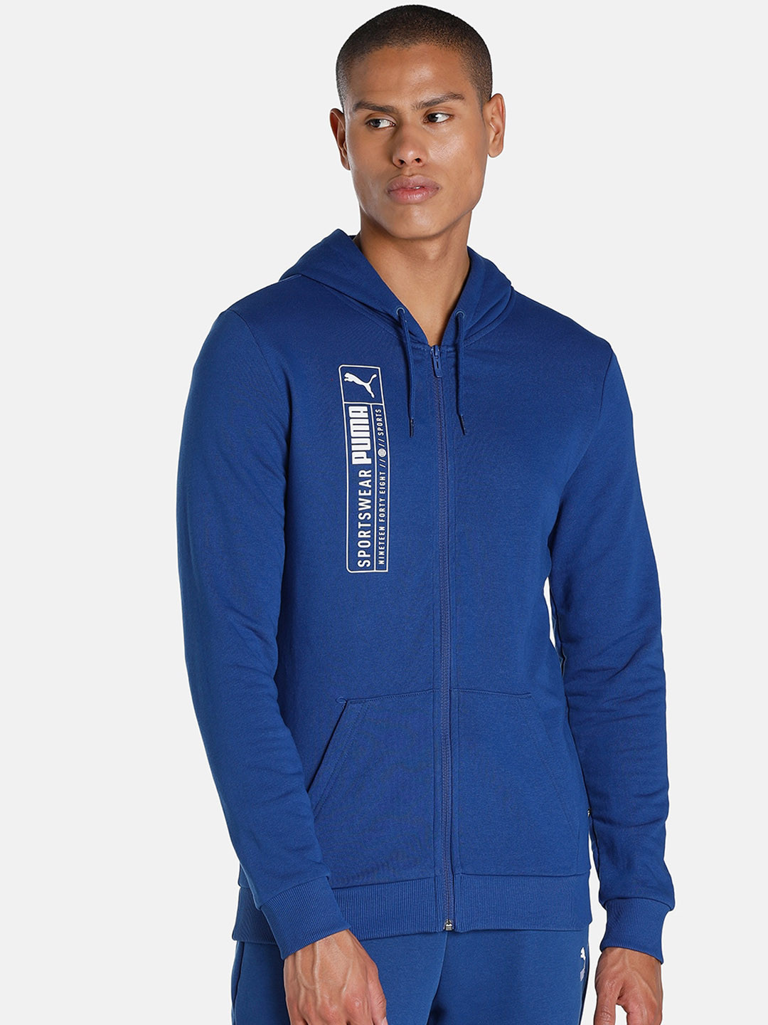 Puma Men Blue Futuristic Logo Slim Fit Jacket
