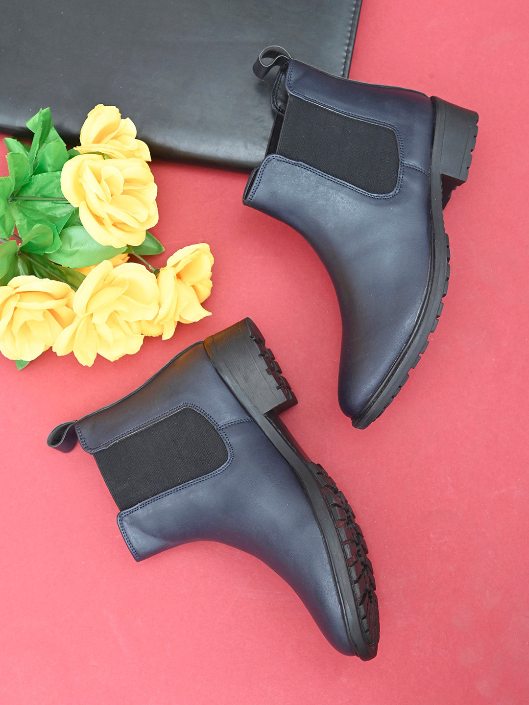 Roadster Women Navy Blue Solid Slip-on Regular Boots