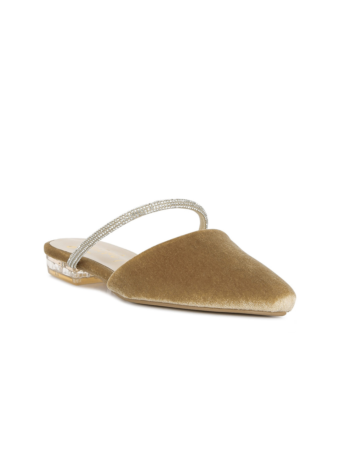 London Rag Women Khaki Embellished Mules Flats