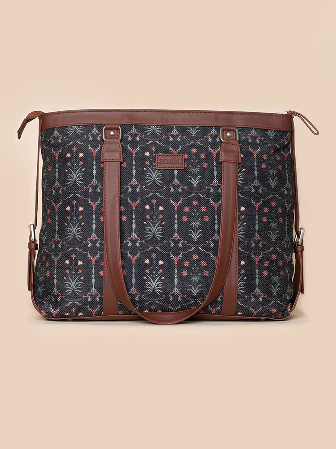 ZOUK Women Ethnic Motifs Printed Laptop Structured Hobo Tote Bag