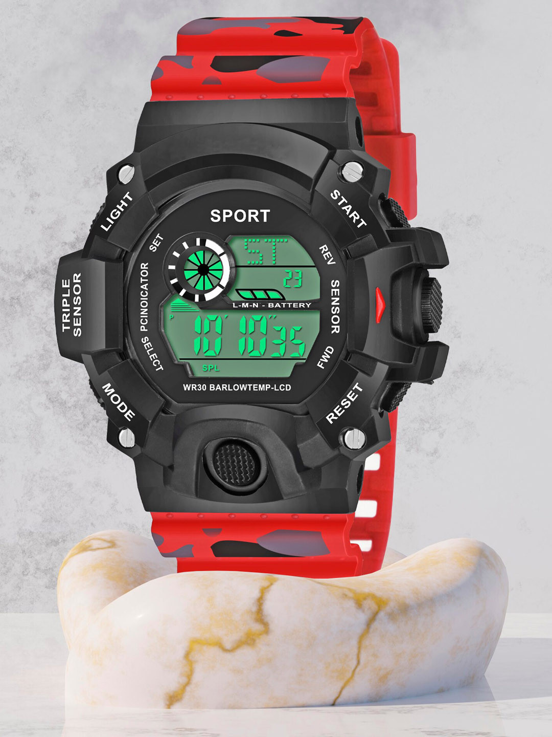 Shocknshop Men Black Dial & Black Textured Straps Digital Multi Function Watch