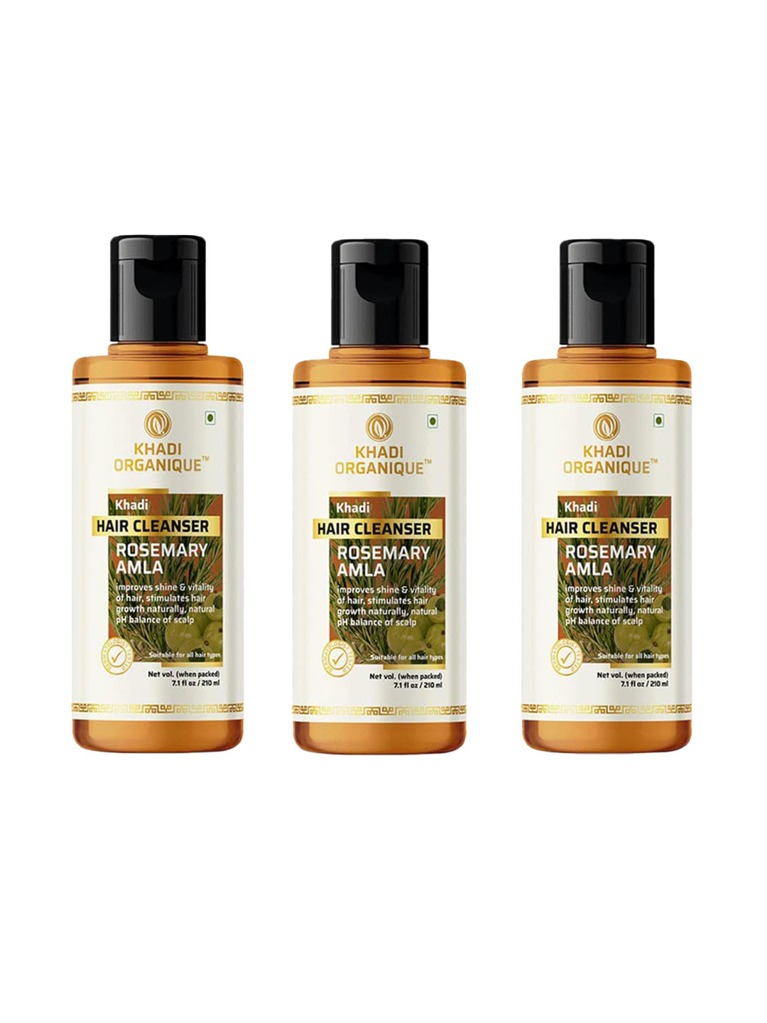 Khadi Organique Set Of 3 Rosmary Amla Shampoo For Hair Growth 630 ml