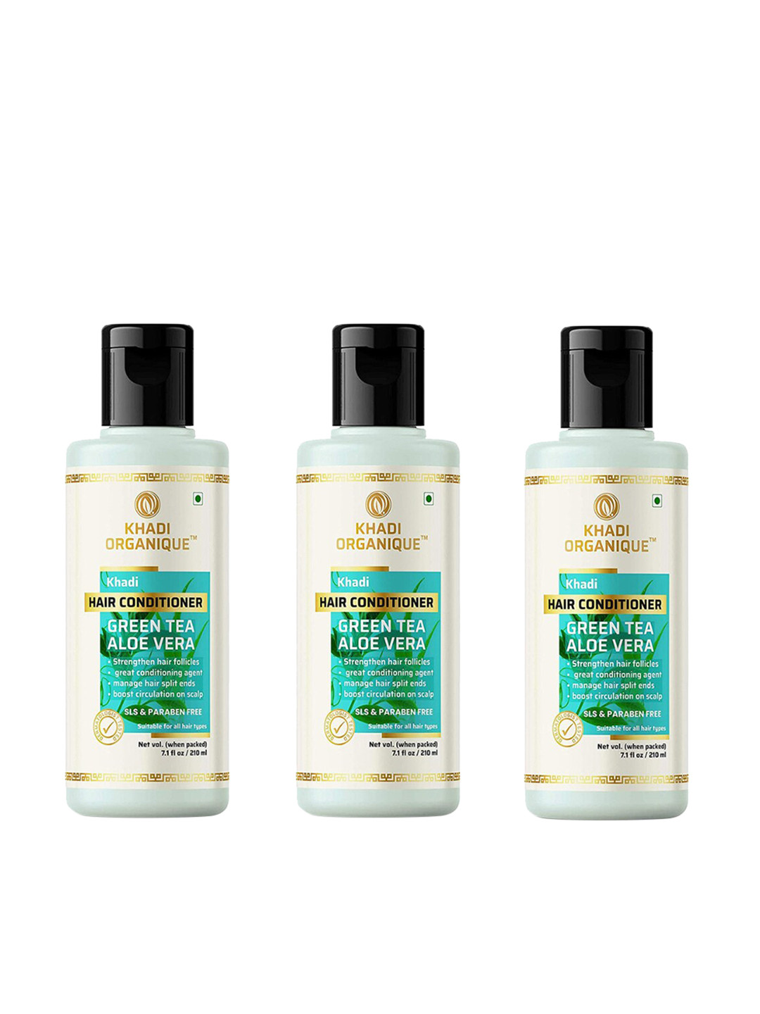 Khadi Organique Set Of 3 Green Tea Aloevera Conditioner For Hair Fall 630ml