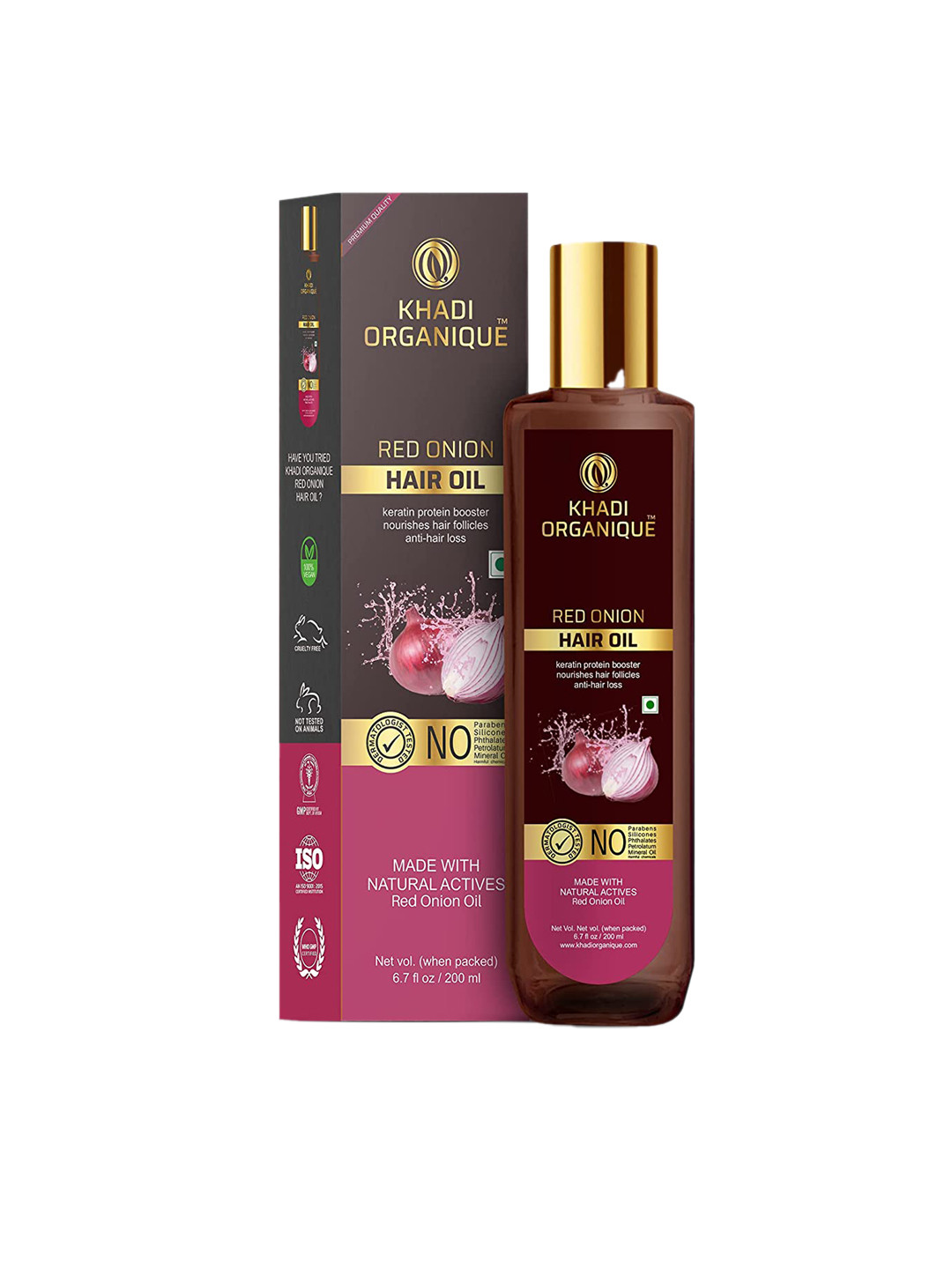 Khadi Organique Pack Of 2 Red Onion Hair Shampoo & Hair Oil For Anti Hair Loss 400 ml