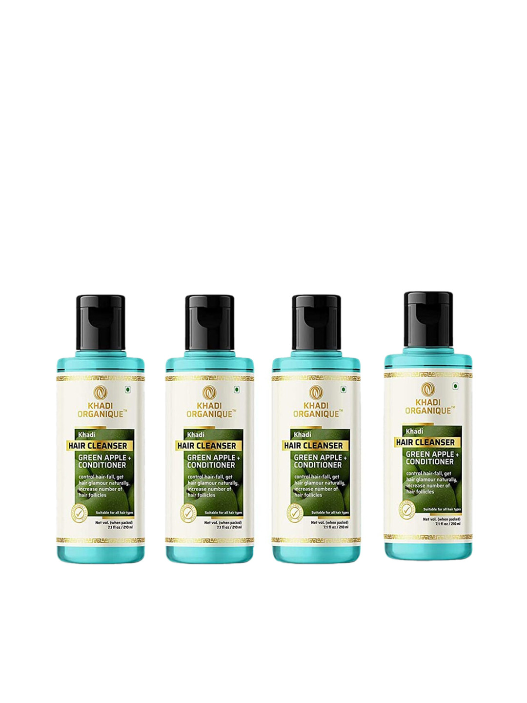 Khadi Organique Set Of 4 Green Apple Shampoo Control Hair Fall 840 ml