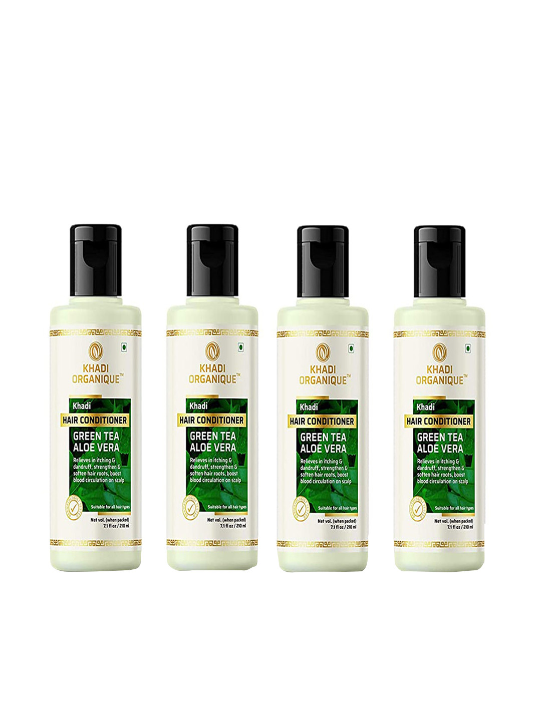 Khadi Organique Set Of 4 Green Tea Aloevera Conditioner For Hair Dandruff 840 ml
