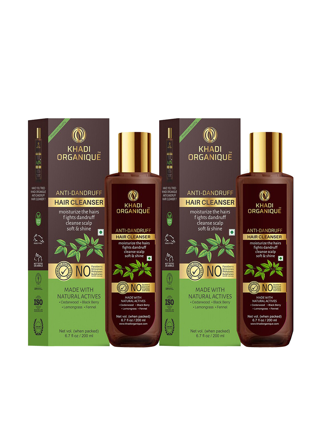 Khadi Organique Set Of 2 Anti Dandruff Hair Shampoo For Cleanse Scalp Soft & Shine 400ml