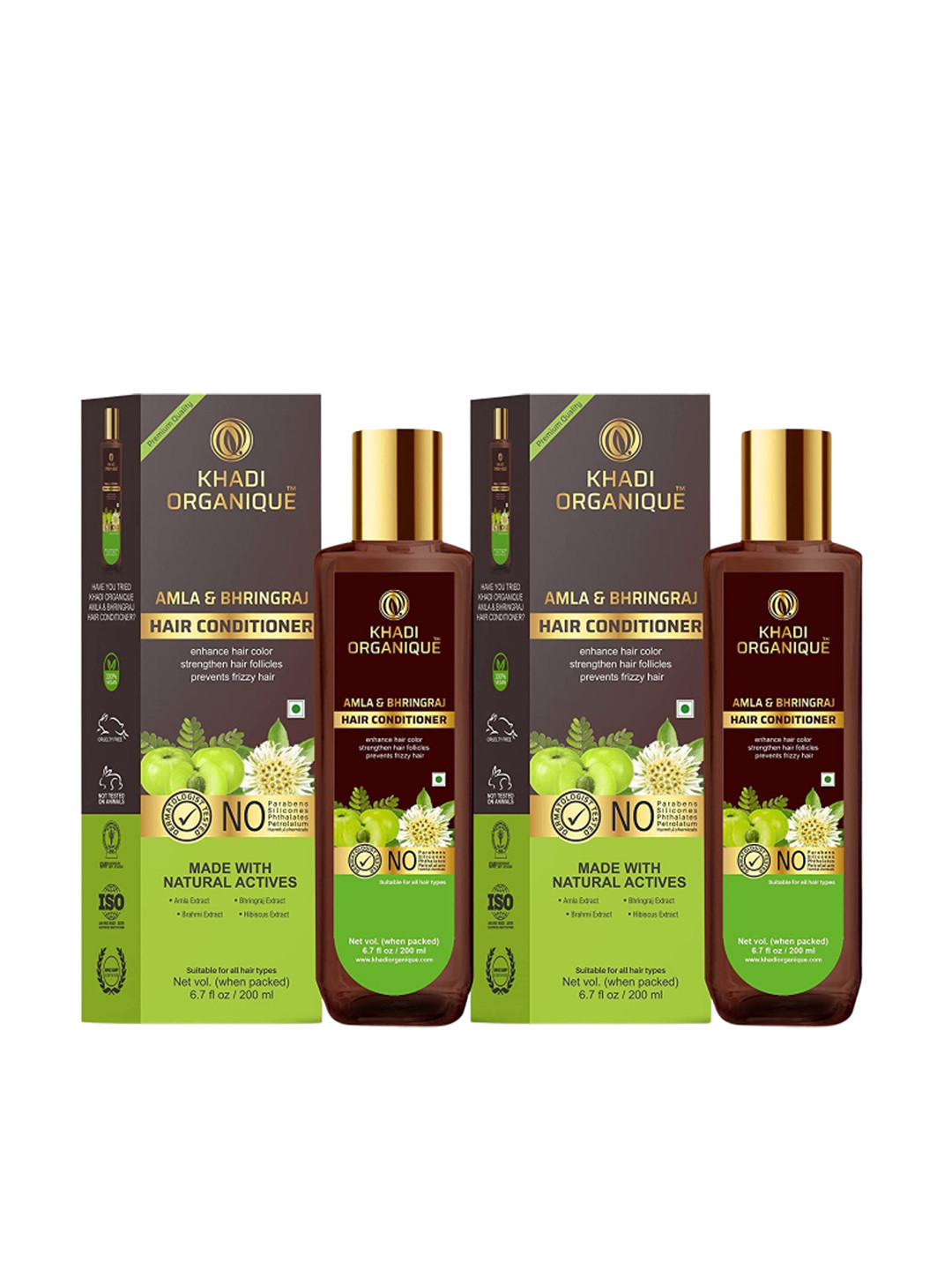 Khadi Organique Set Of 2 Amla & Bhringraj Hair Conditioner For Fizzy Hair 400ml