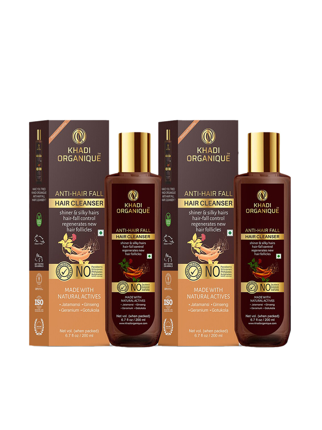 Khadi Organique Set Of 2 Anti Hair Fall Shampoo For Hair Fall & Regenrates New Hair 400ml