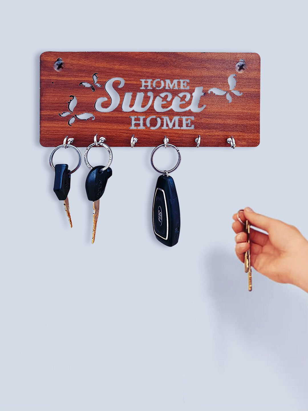 Kuber Industries Wood Sweet Home Design 7 Hooks Mounted Key Holder