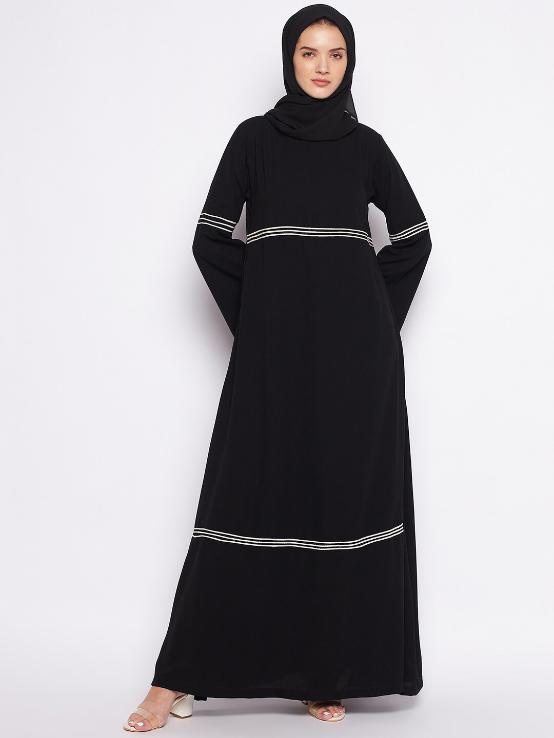 NABIA Women Black Solid A-line Abaya Burqa