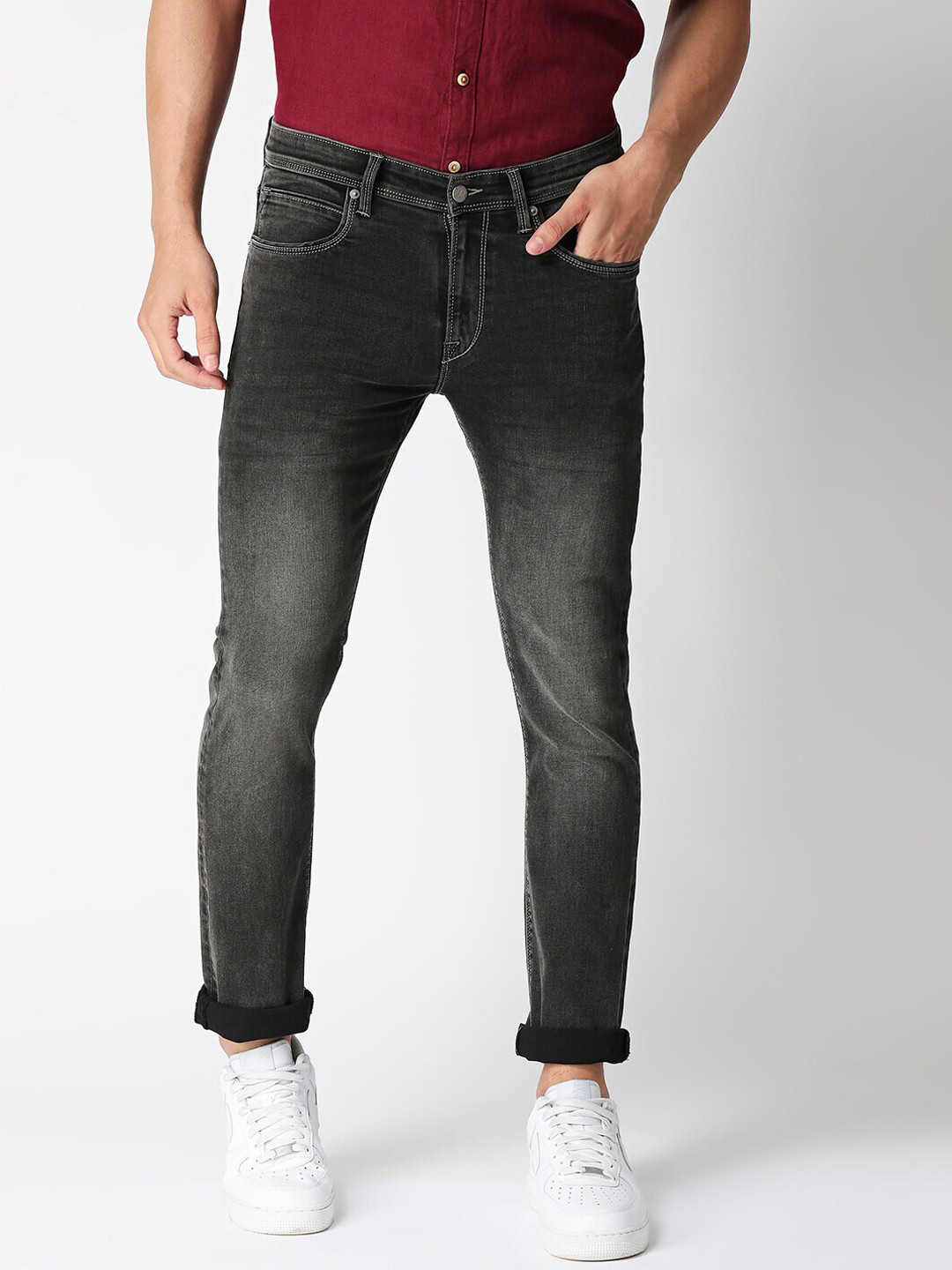 Pepe Jeans Men Grey Soho Skinny Fit Low-Rise Light Fade Stretchable Jeans