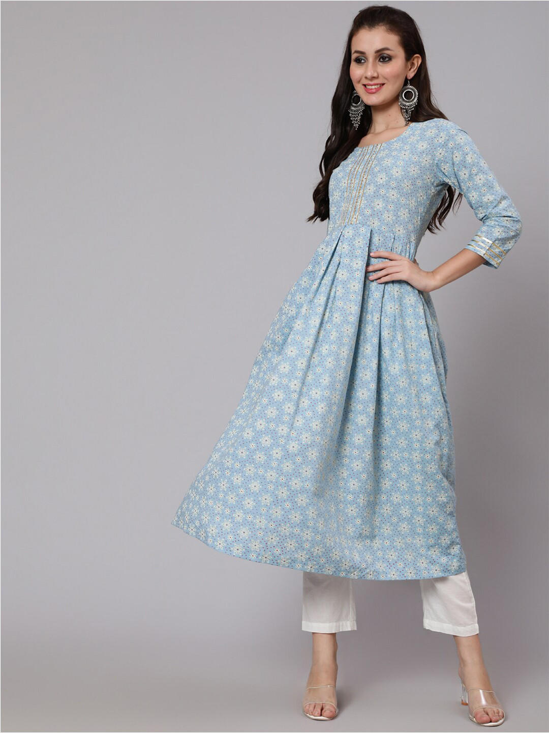 WOMENCLICK Floral Printed Cotton Kurta