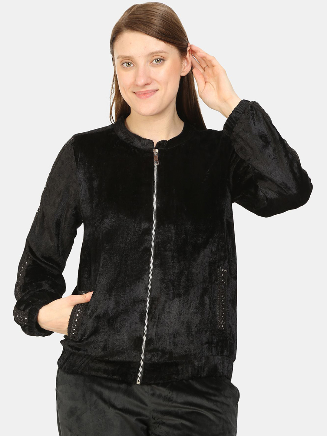 bellamia Women Black Bomber Jacket