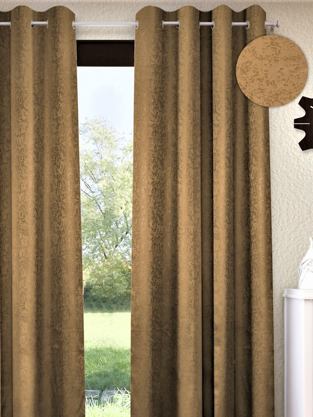 Home Sizzler Beige Black Out Door Curtain