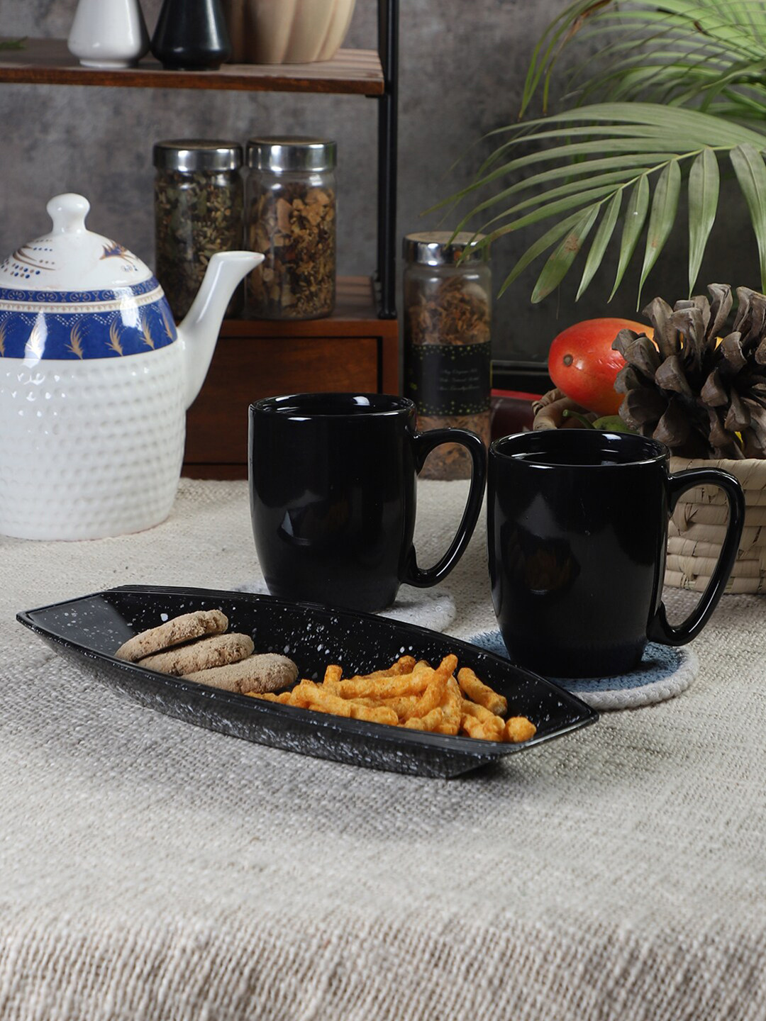 CDI Will You Be My Friend Black Ceramic Handmade 3 Piece Mugs-300ml