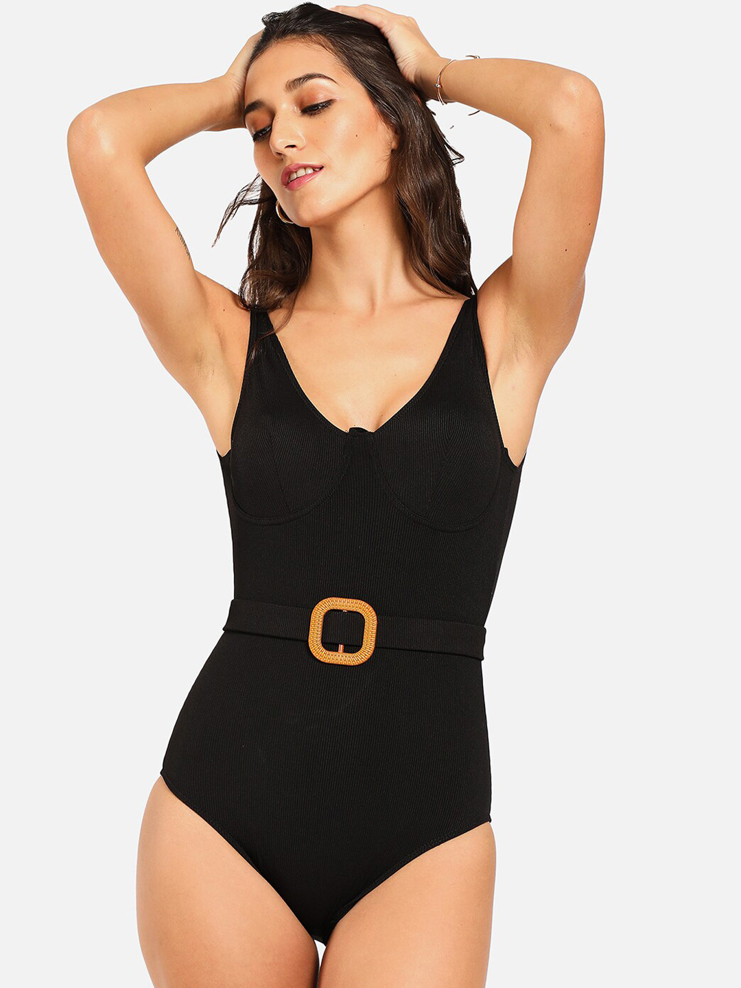 HAUTE SAUCE   Women Black Solid Swimsuit
