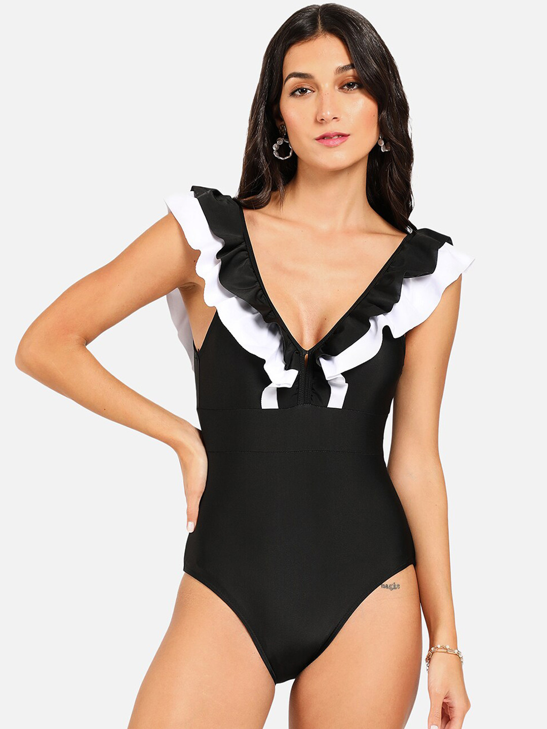 HAUTE SAUCE   Women Black Solid One-Piece Swimsuit