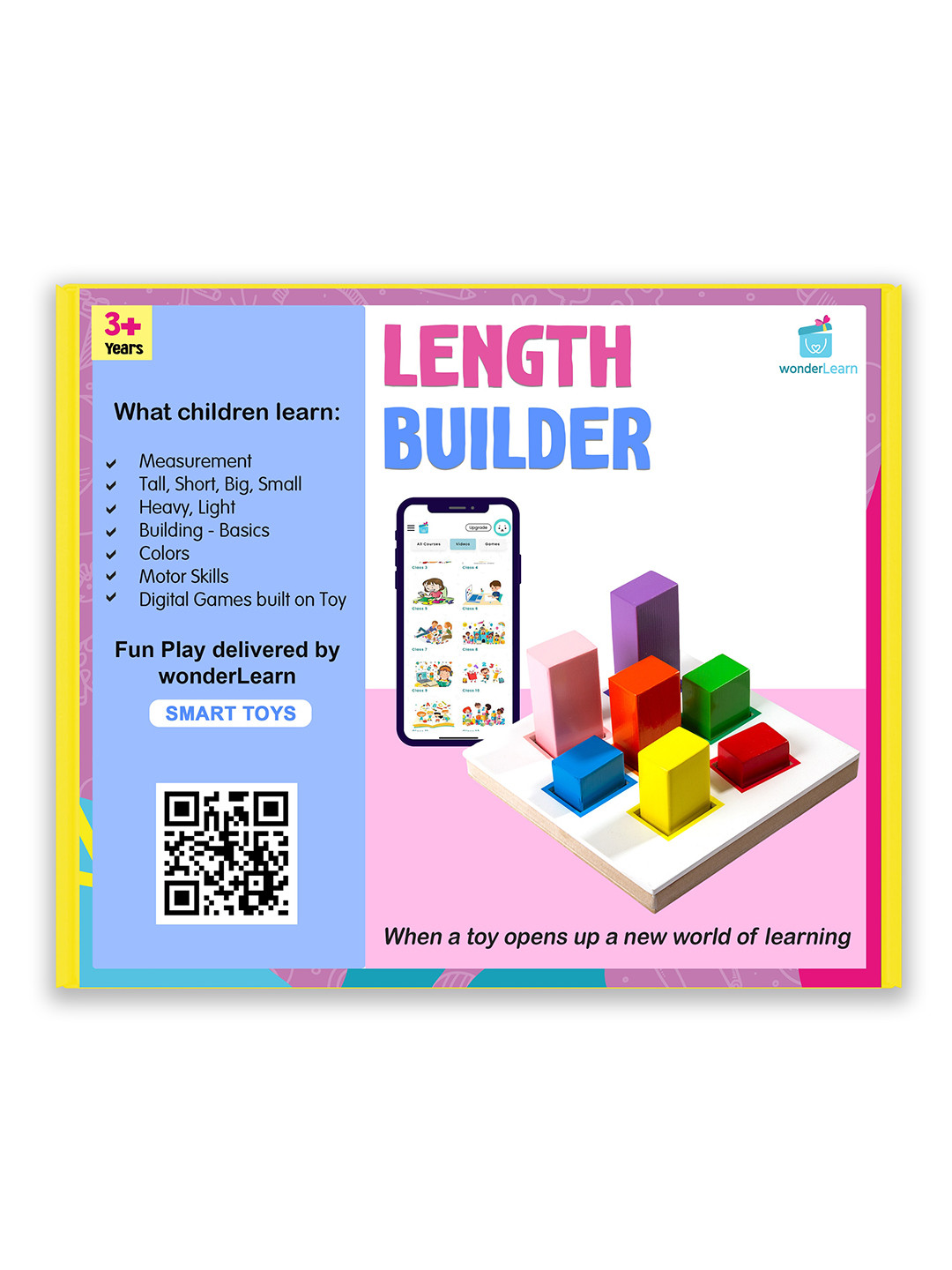 wonderLearn Kids White & Blue Tall Short Length Builder Skill Development Toys