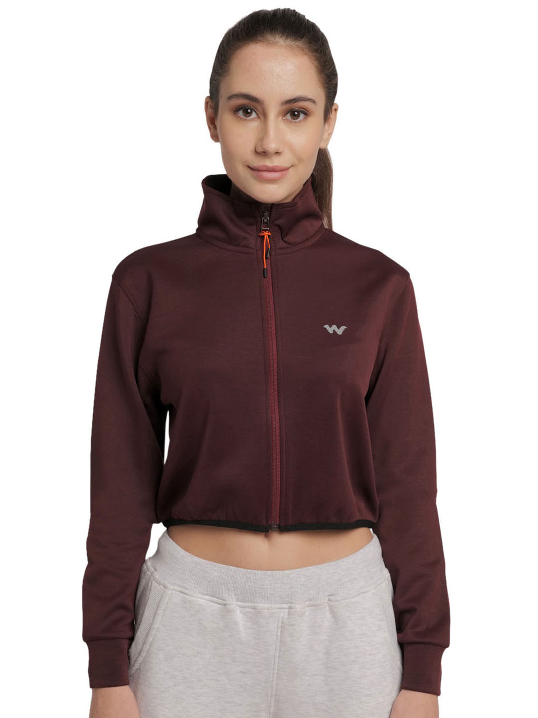 Wildcraft Women Maroon Water Resistant Crop Sporty Jacket