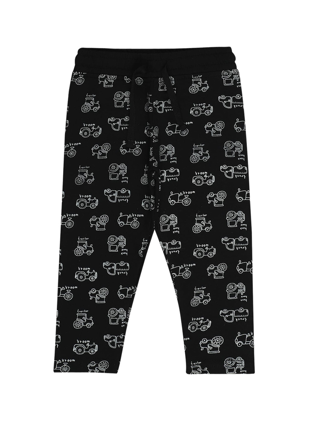 Bodycare Kids Boys Antiviral & Antibacterial Black Printed Cotton Track Pants