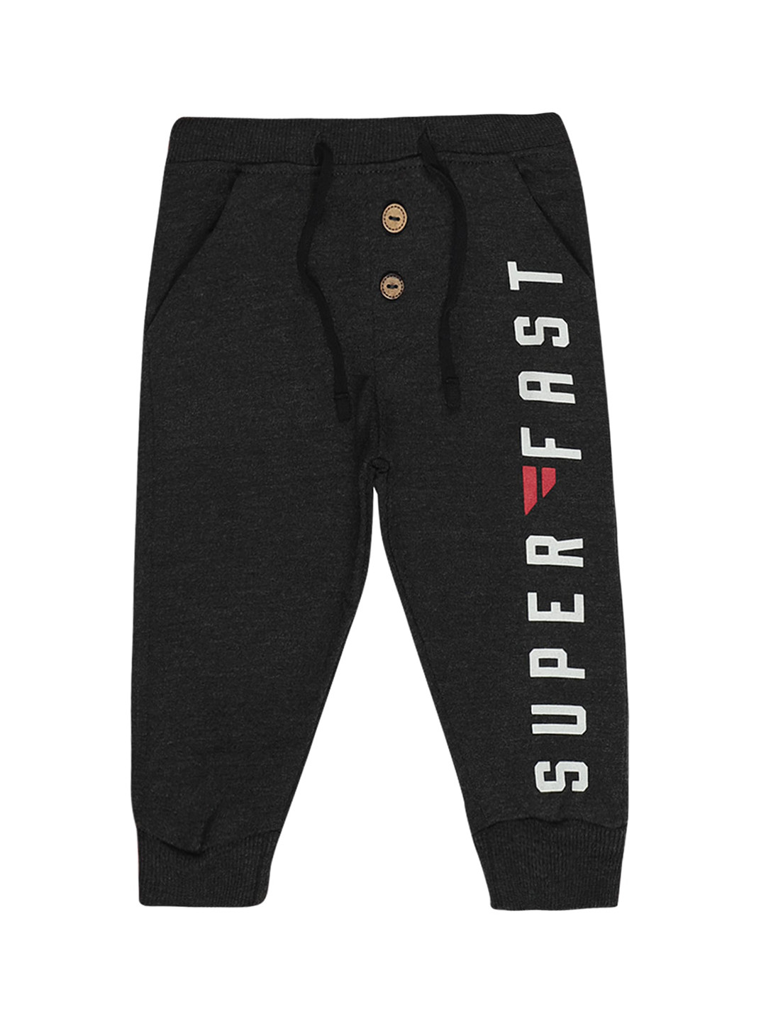 Bodycare Kids Boys Grey Typographic Printed Cotton Joggers