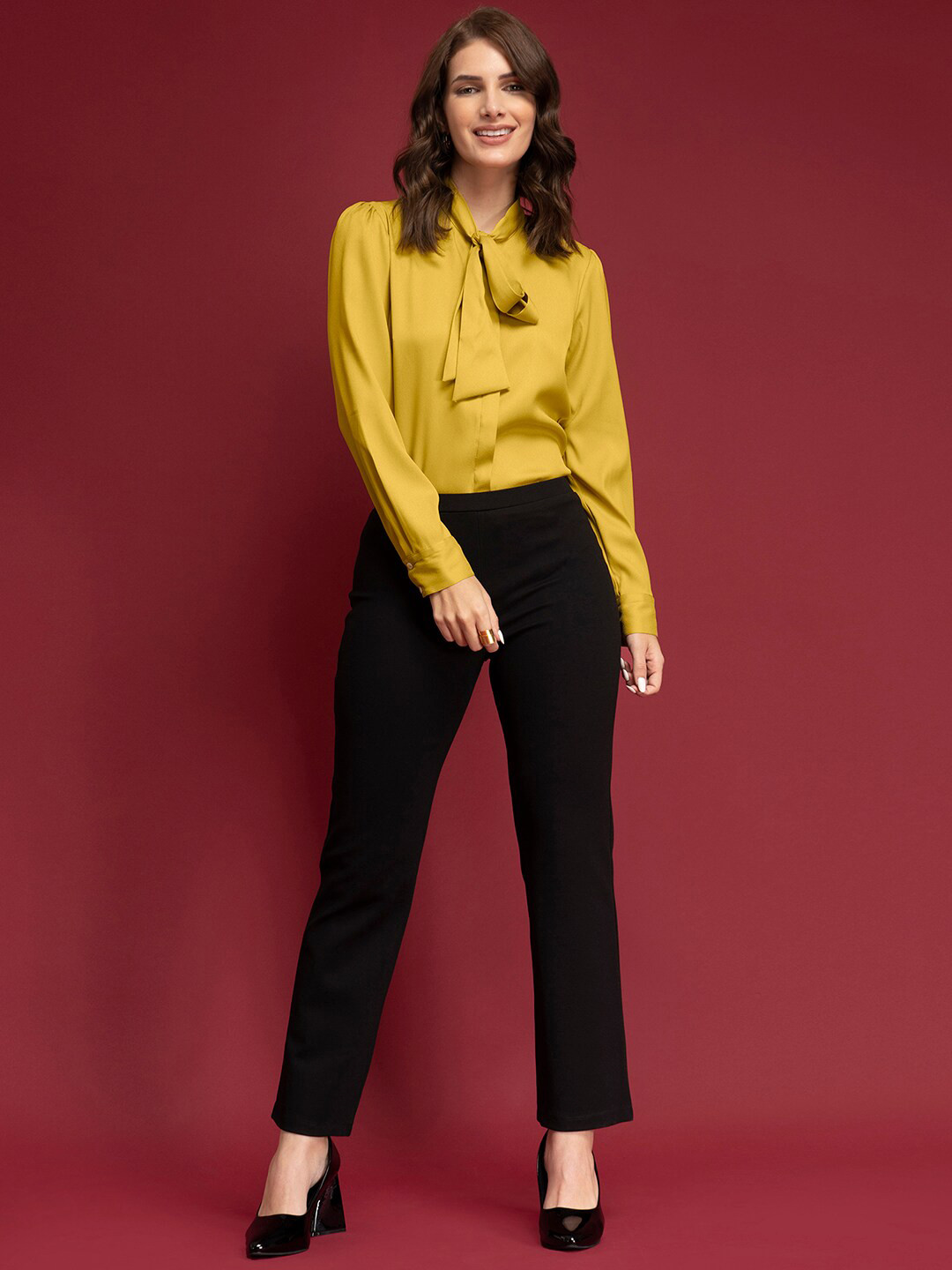 FableStreet Women Tie-Up Neck Formal Top