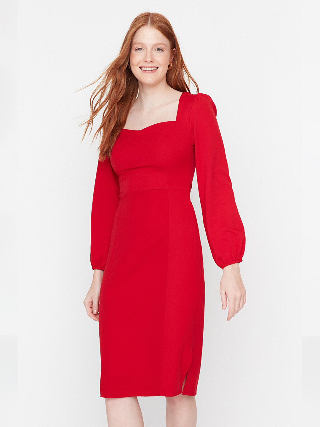 Trendyol Women Red Solid Sheath Dress