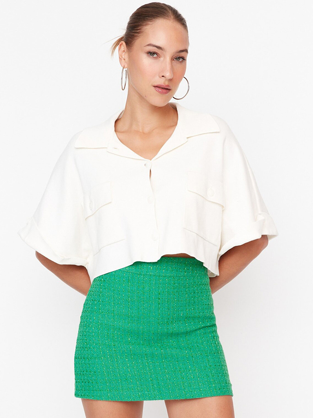 Trendyol Women Green Printed Mini Pencil Skirts