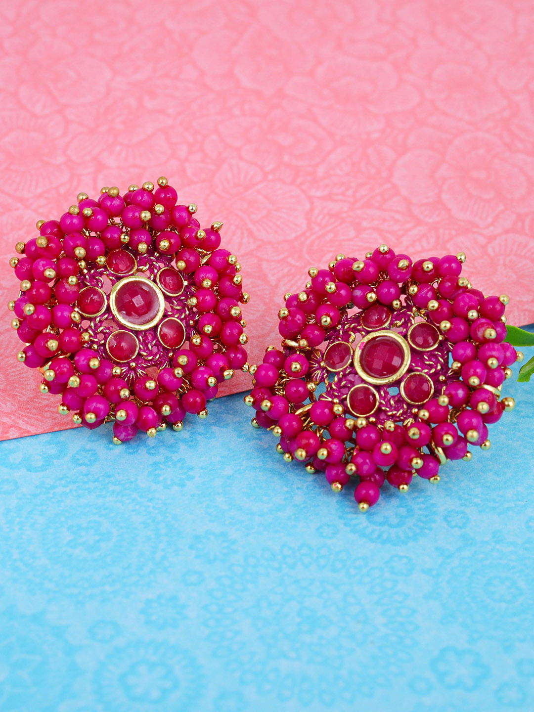 Fashion Frill Pink Floral Studs Earrings