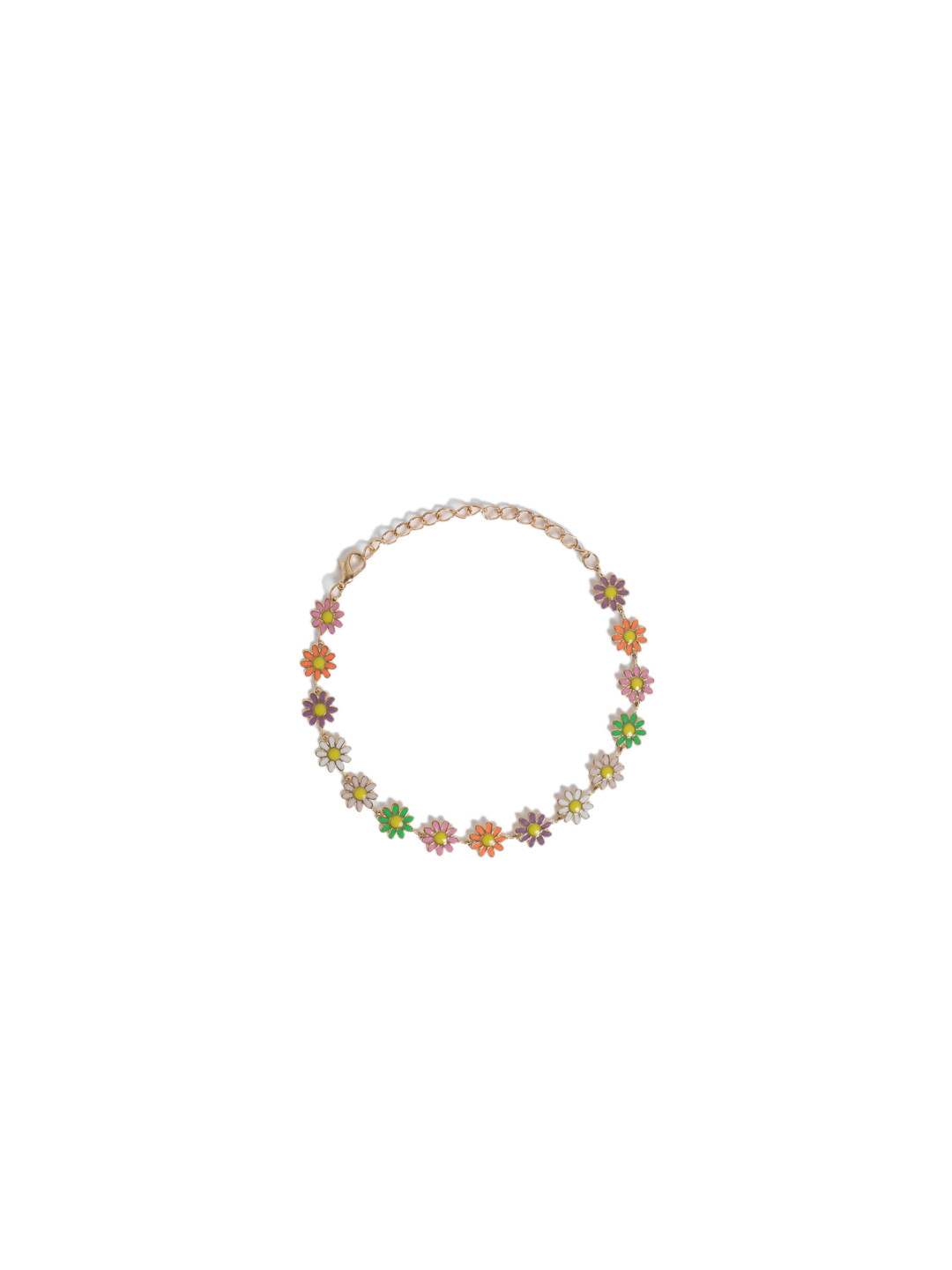 EL REGALO Pink & Green Floral Beaded Anklets