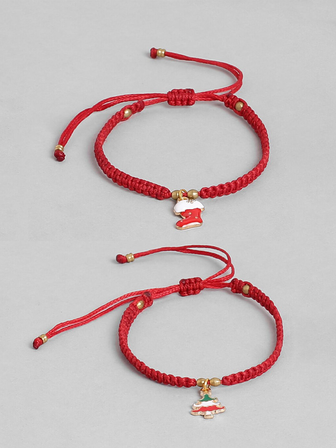 EL REGALO Christmas Kids Red & White Pack Of 2 Charm Bracelet