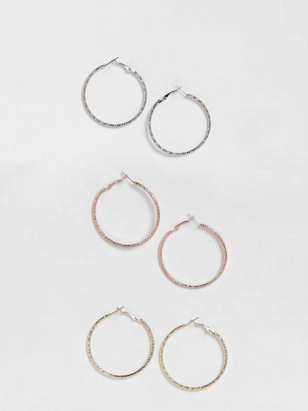 EL REGALO Rose Gold & Silver-Toned Contemporary Hoop Earrings