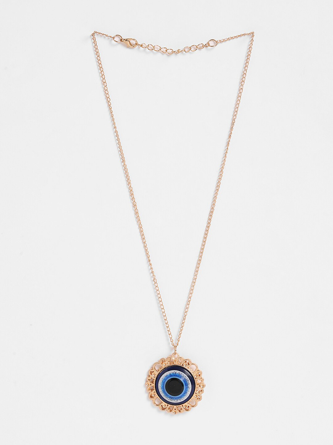 EL REGALO Gold-Toned & Blue Evil Eye Pendant Chain