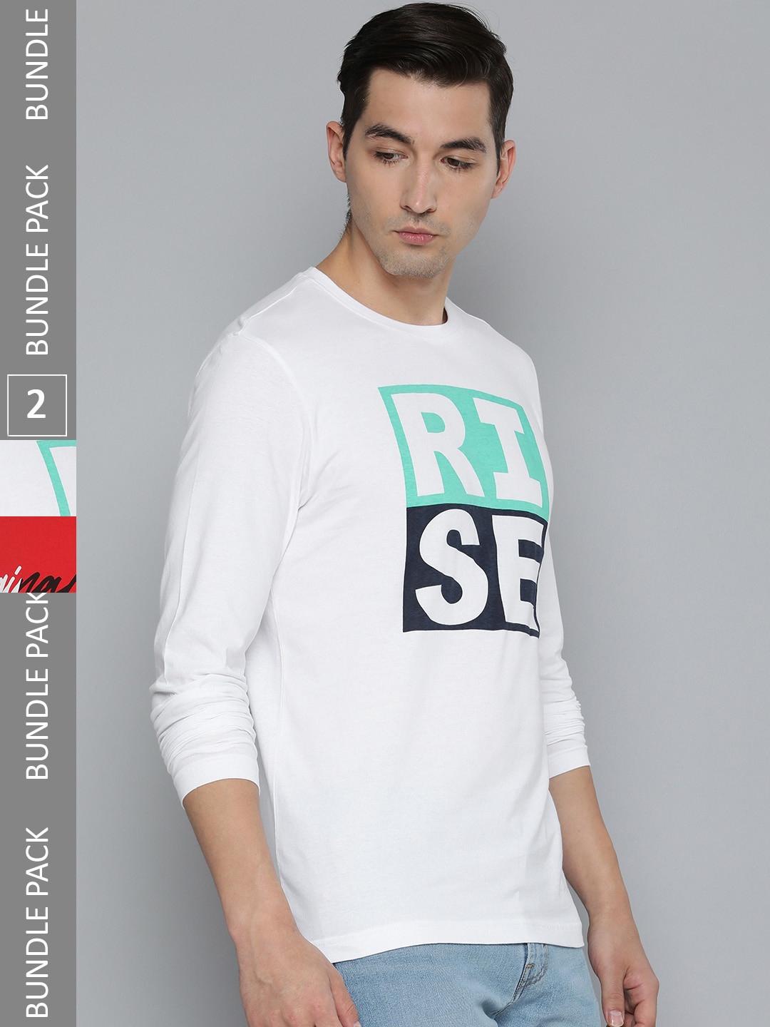 HERE&NOW Men Pack Of 2 Pure Cotton T-shirts