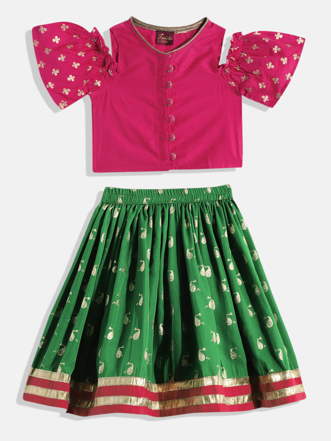 Twisha Girls Printed Top with Skirt