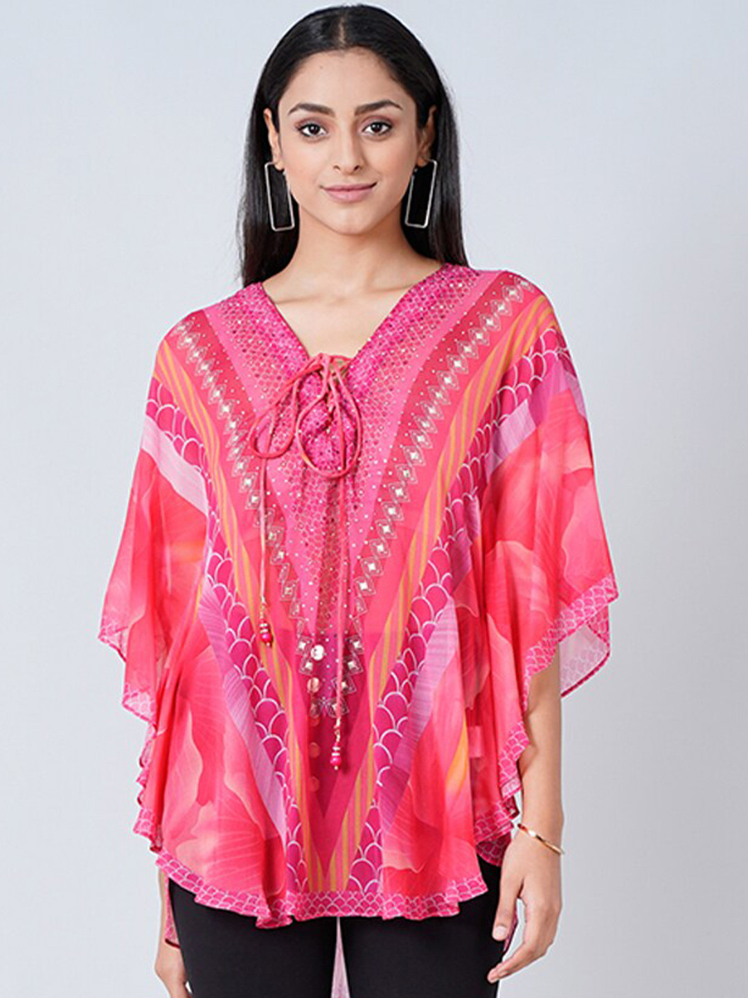 First Resort by Ramola Bachchan Pink & White Printed Tunic