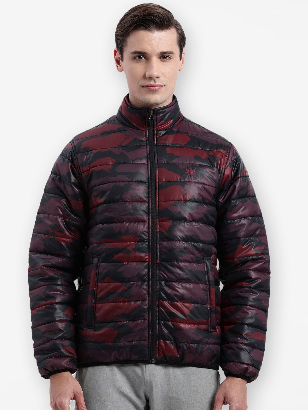 Wildcraft Men Maroon Camouflage Husky Water Resistant Puffer Jacket