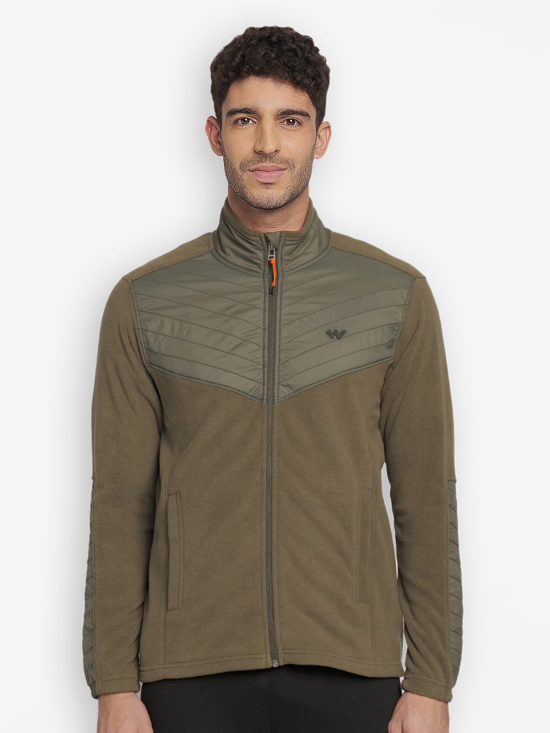 Wildcraft Men Olive Green Fleece Water Resistant Outdoor Biker Jacket