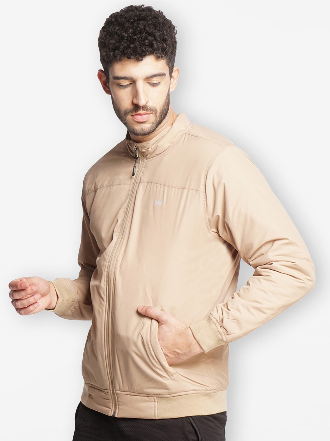 Wildcraft Men Beige Water Resistant Quilted Outdoor Classic Bomber Jacket