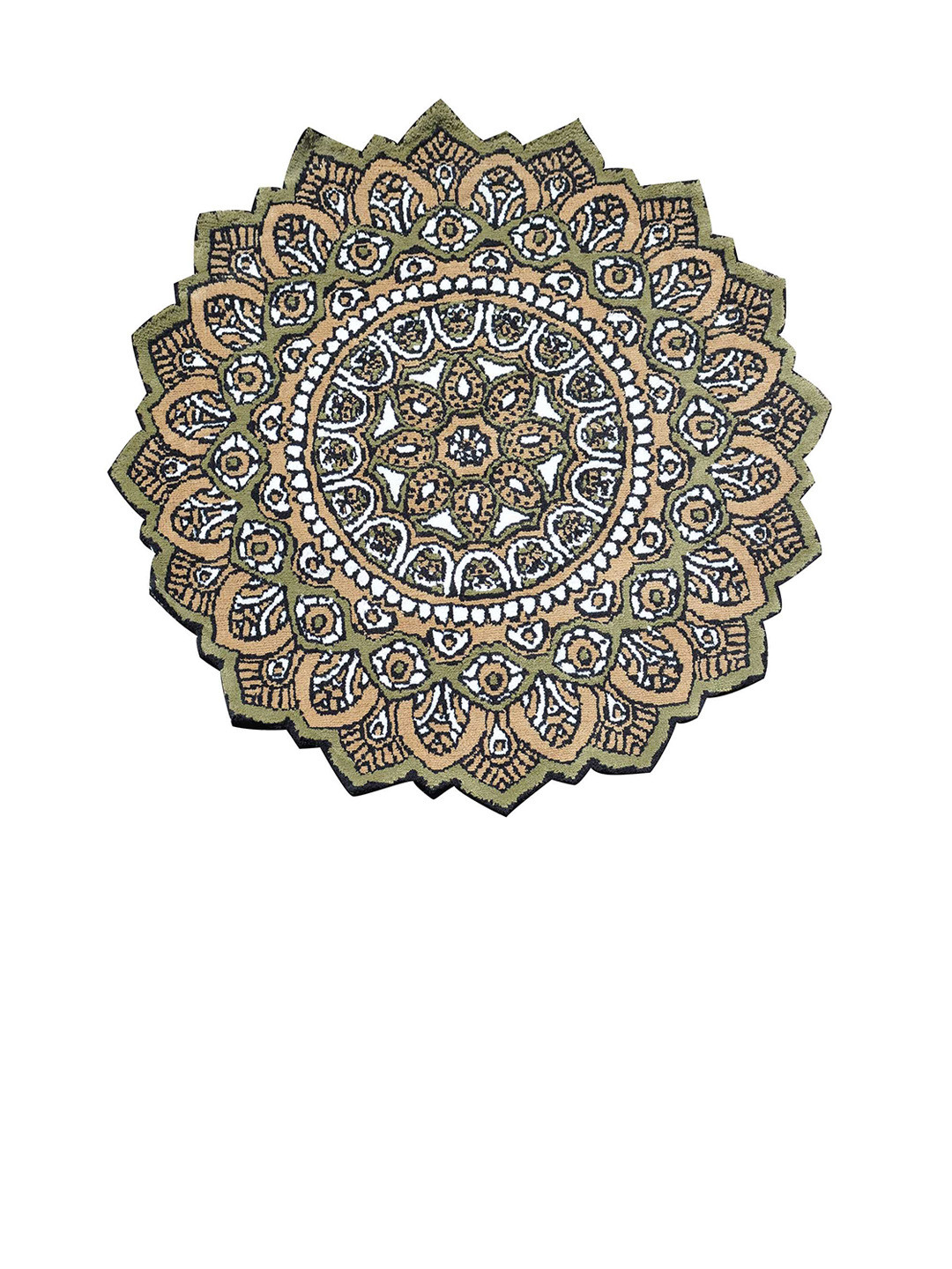 PRESTO Green & Gold-Colored Printed Anti-Skid Carpet